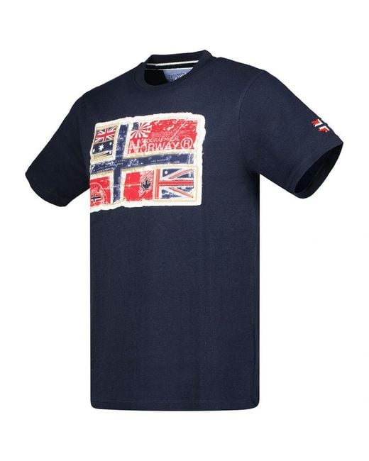 GEOGRAPHICAL NORWAY Blue Jpepe Short Sleeve T-Shirt for men