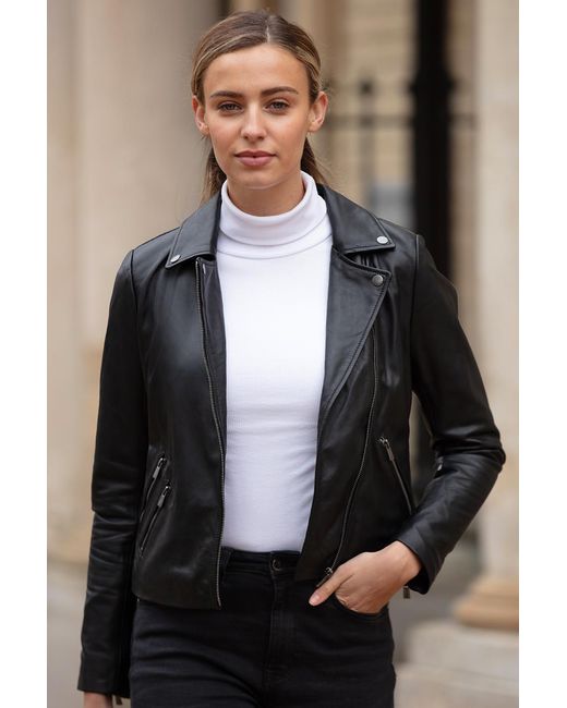 Ashwood Leather Black 'Celia' Fashion Biker Jacket Coat