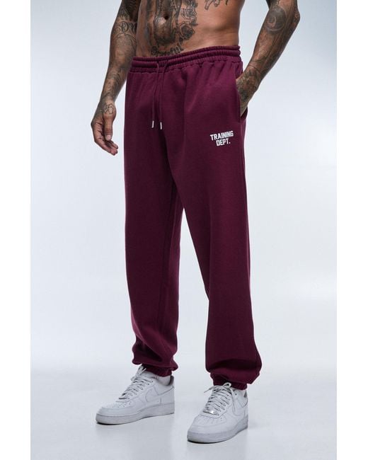 BoohooMAN Red Tall Training Dept Oversized Jogger for men