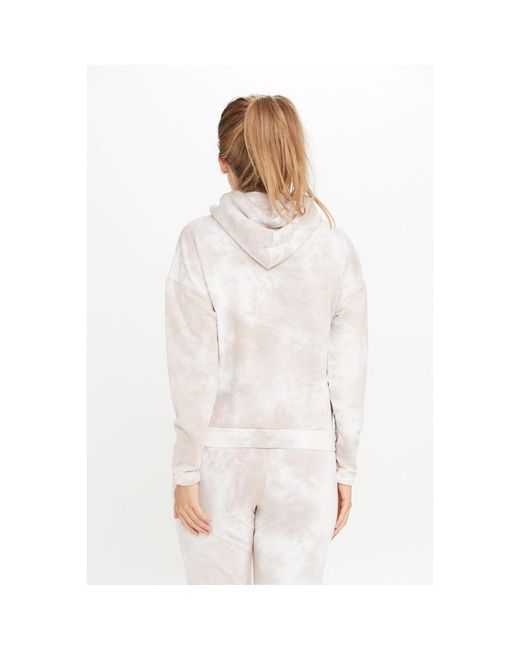 Sosandar White Rose Tie Dye Super Cosy Hooded Sweatshirt Viscose