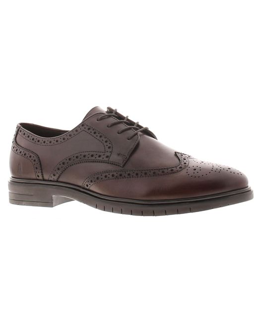 Hush Puppies Black Shoes Smart Brogue Santiago Leather Light for men