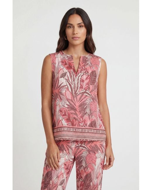 Wallis Red Petite Tropical Print Sleeveless Top