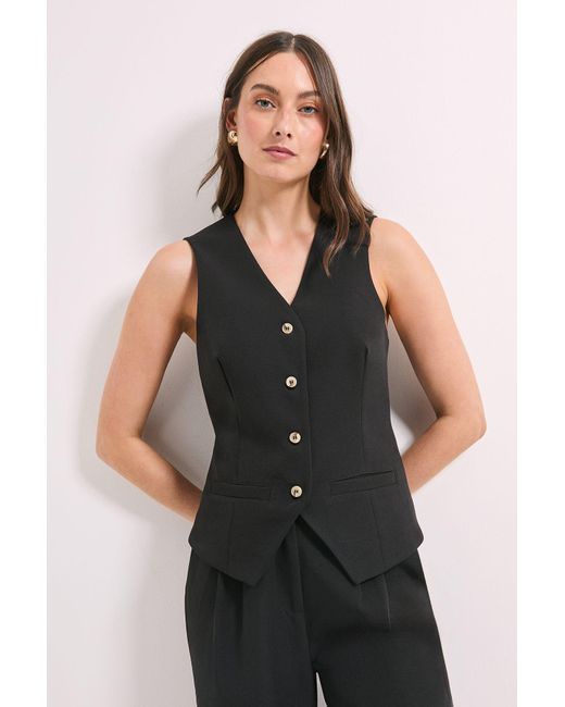 PRINCIPLES Black Button Down Waistcoat