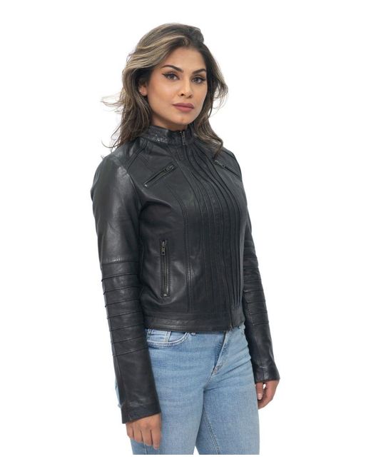 Infinity Leather Black Biker Jacket-Konya