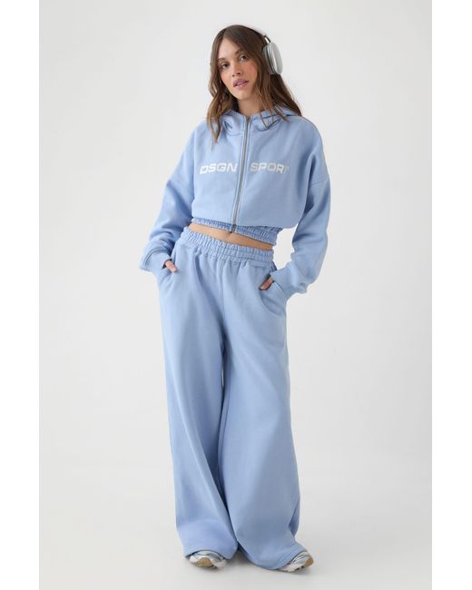 DSGN Studio Blue Funnel Neck Zip Through Hooded Tracksuit