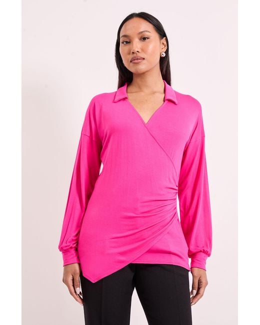 PRINCIPLES Pink Wrap Front Jersey Shirt Viscose