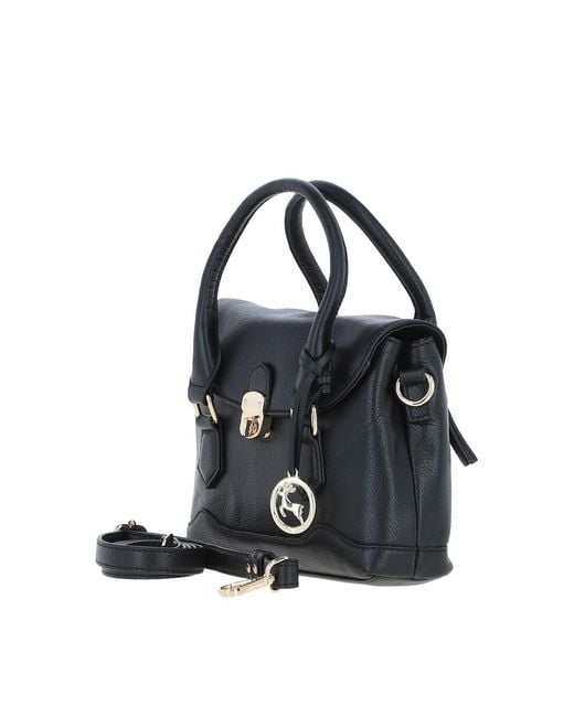 Ashwood Leather Black Elegant Handbag With Detachable Crossbody Strap