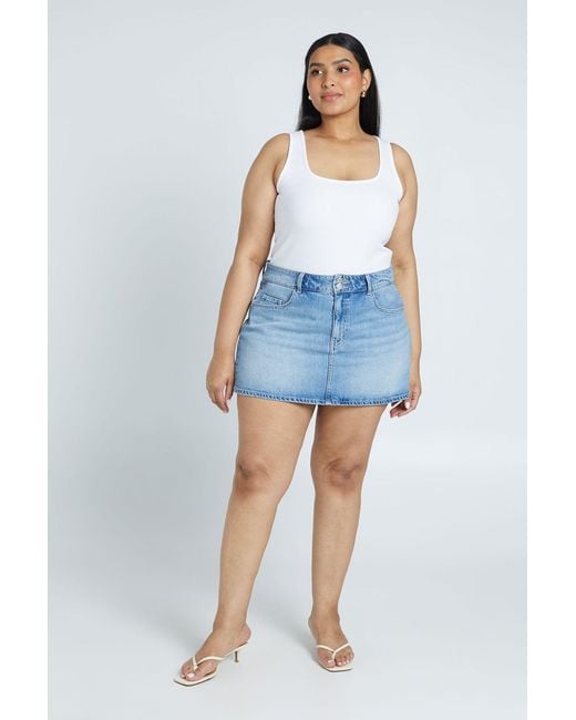 Boohoo Blue Plus Denim Mini Skort