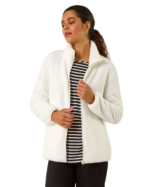 Roman White Soft Sherpa Fleece Jacket