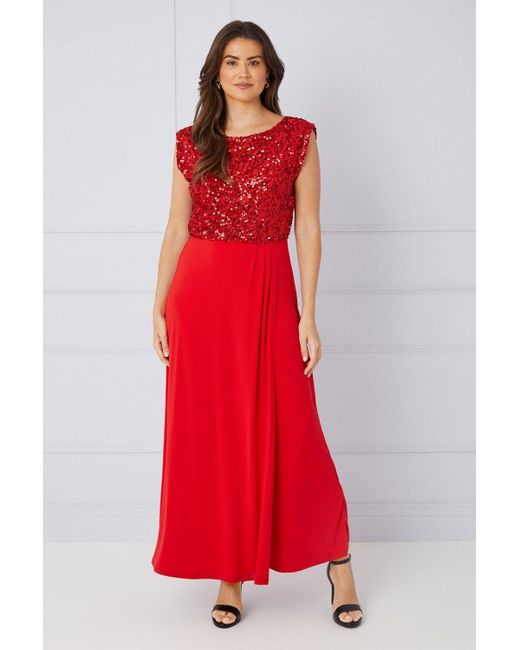 Wallis Red Sequin Wrap Detail Maxi Dress