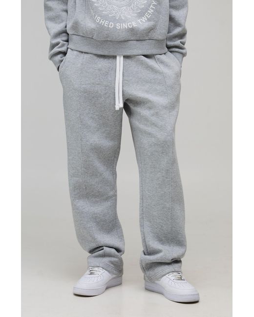 BoohooMAN Gray Relaxed Fit Pintuck Seam Detail Joggers for men