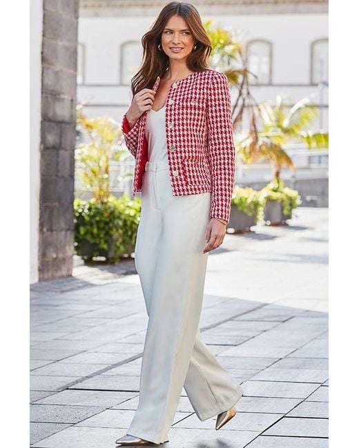 Sosandar Gray Houndstooth Print Luxe Jacket