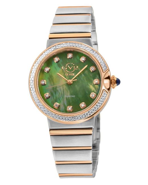 Gv2 Green Sorrento Diamond Swiss Quartz Mop Dial Watch