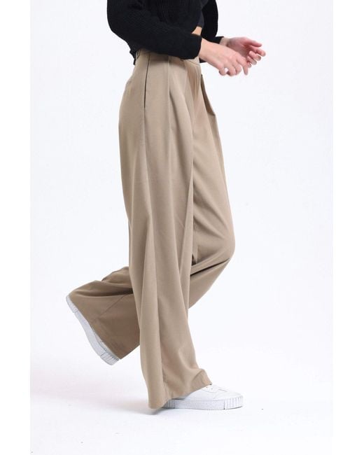 Hiccup Natural High Waist Pleated Wide Leg Trousers