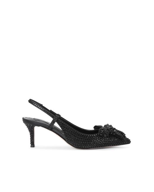 Kurt Geiger Black Satin Belgravia Bow Crystal Sli Heels