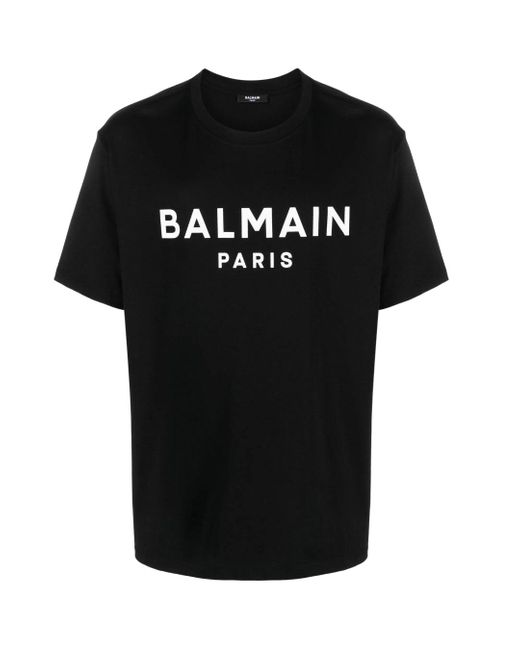 Balmain Black Paris Bold Brand Logo T-Shirt Cotton for men