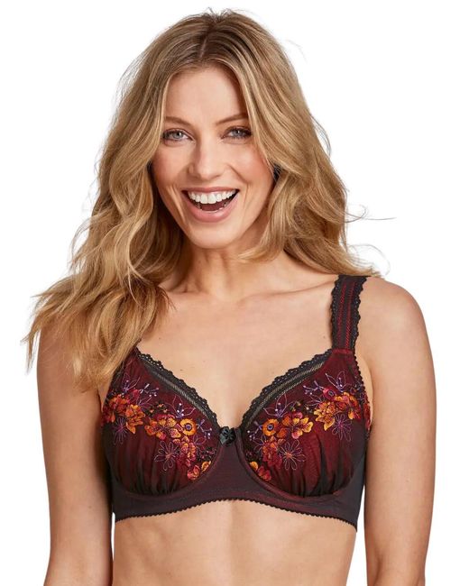 Miss Mary Of Sweden Red Floral Sun Bra