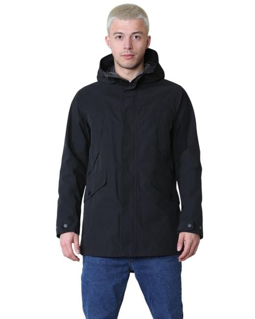 Marks & Spencer Blue And Cotton Blend Hooded Mac Stormwear Jacket for men