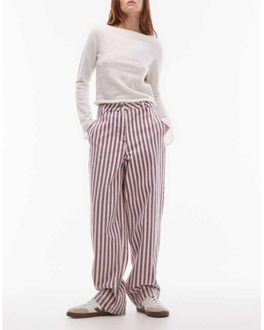 TOPSHOP Multicolor Stripe Straight Leg Trouser
