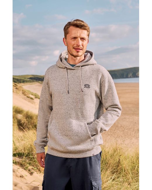 Mountain Warehouse Gray 'Nick' Heavyweight Hoodie With Kangaroo Pocket Warm Cosy Pullover Cotton for men