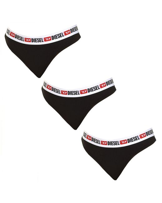 DIESEL Black Pack-3 Breathable Fabric Thongs 00Se0K-0Eaxl