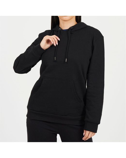 Brave Soul Black Hooded Neck Long Sleeve Drop Shoulder Sweatshirt