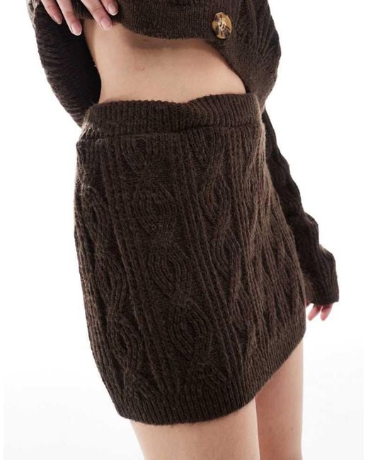 Miss Selfridge Black Cable Knit Mini Skirt Co Ord