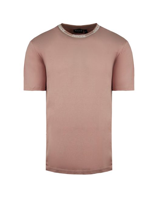 Nicce London Pink Crew Neck Short Sleeve Eto Plain T-Shirt 211 1 09 08 0339 Cotton for men