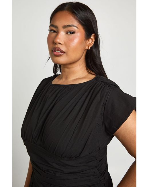 Boohoo Black Plus Cinched Detail Ruched Maxi Dress