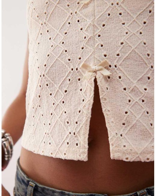 Reclaimed Vintage Natural Split Front Broderie Tank