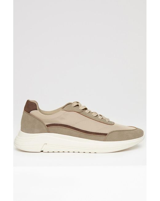 Threadbare Natural Retro Panelled Court Trainers for men