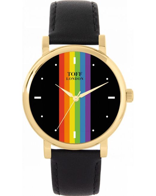Toff London Black Tlws-1801 38Mm Pride Linear Batons Watch
