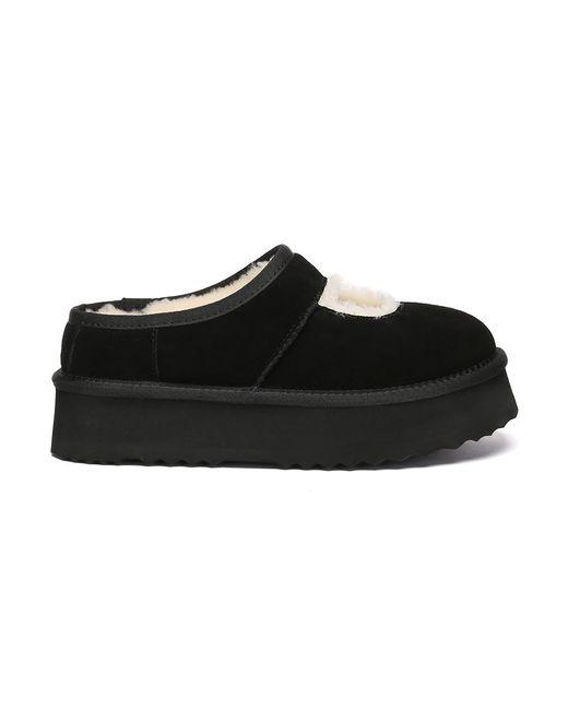 EverAu Australia Black Ever Au Plumed Ankle Platform Slippers