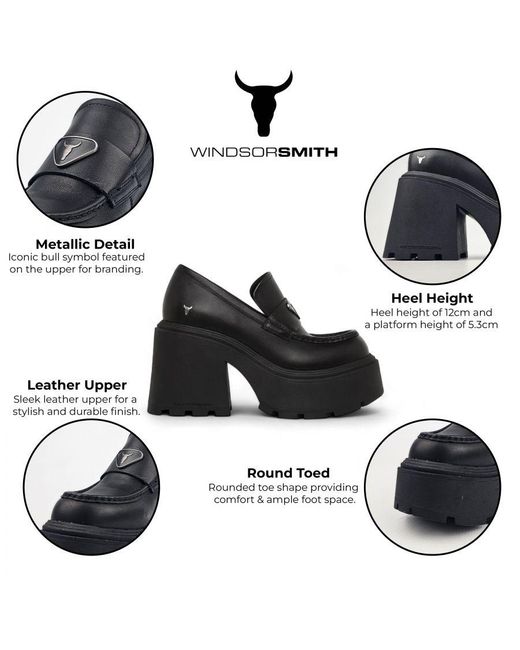 Windsor Smith Black Leather Platform Shoes