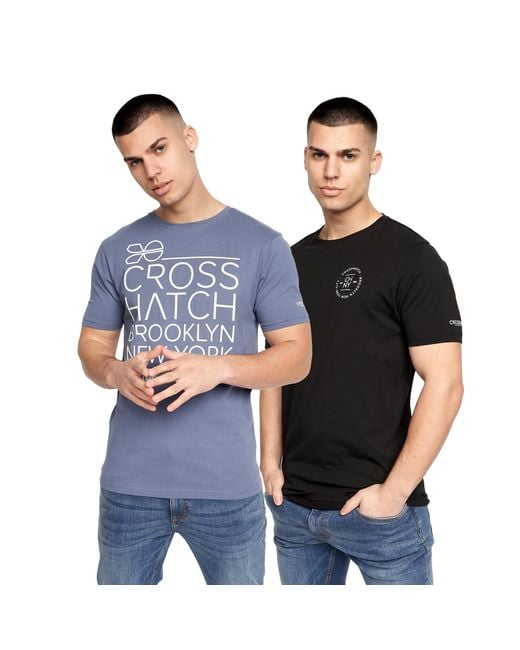 Crosshatch Bestforth T-shirt (pack Of 2) (zwart/blauw) in het Blue voor heren