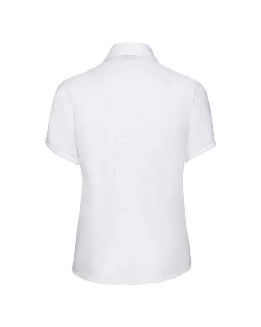 Russell White Collection /Ladies Ultimate Non-Iron Short-Sleeved Shirt Cotton