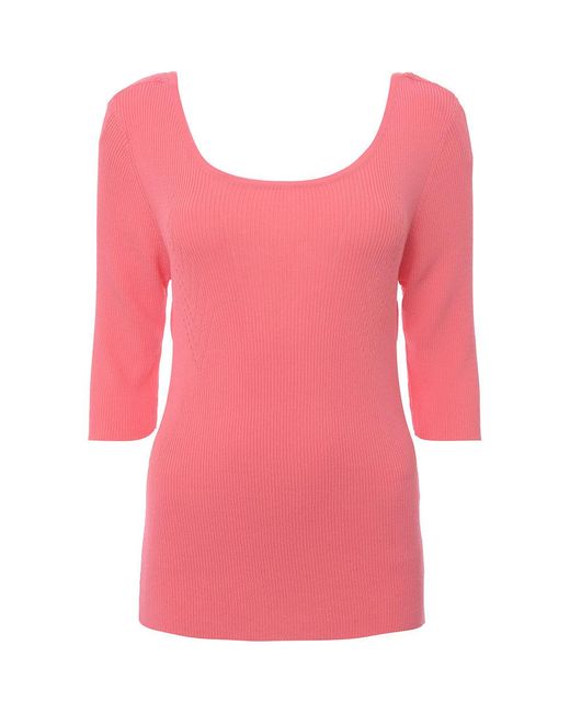 Morgan Pink Coral Open Back Detail Knitted Top