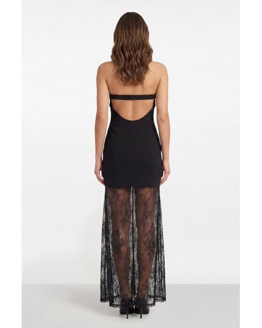 MissPap Black Bustier Lace Hem Maxi Dress