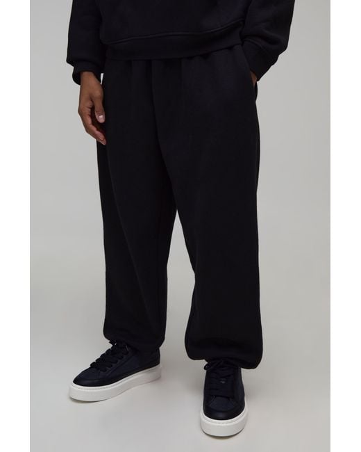 BoohooMAN Black Baggy Fit Reverse Brushed Pocket Jogger for men
