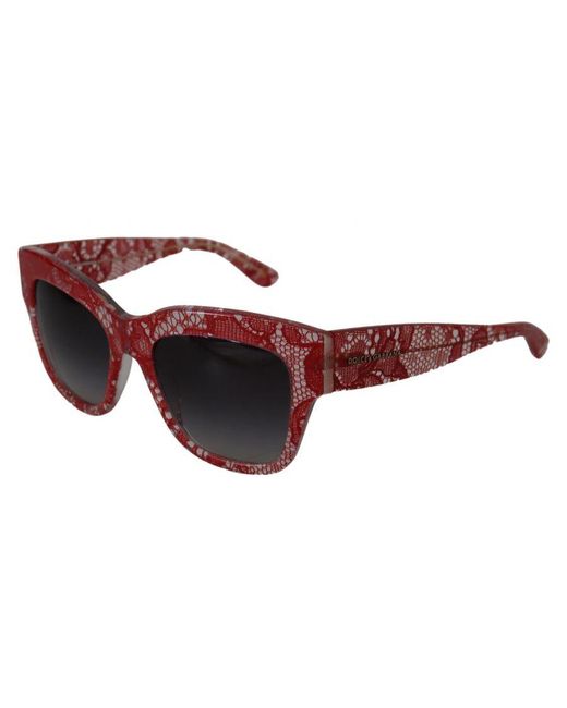 Dolce & Gabbana Red Gorgeous Italian Crafted Rectangle Sunglasses