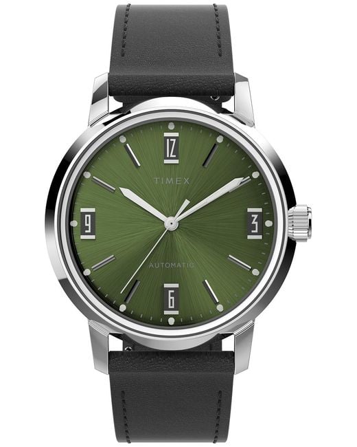 Timex Green Marlin Automatic Watch Tw2V44600 Leather (Archived) for men