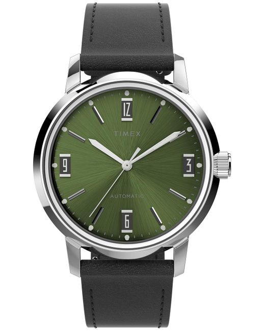 Timex Green Marlin Automatic Watch Tw2V44600 Leather (Archived) for men
