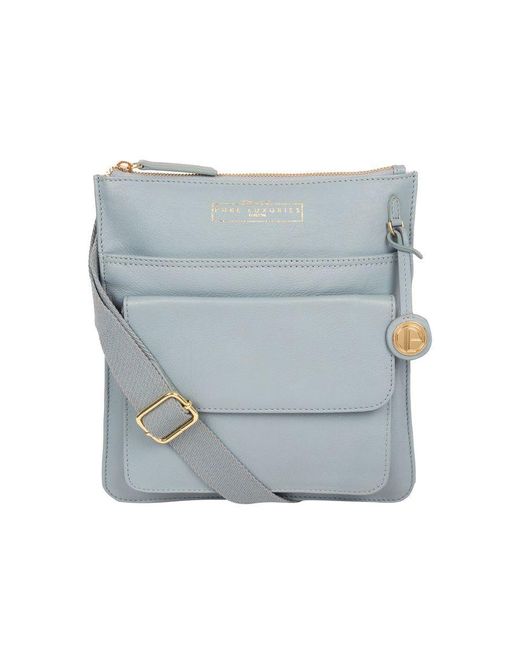 Pure Luxuries Blue 'Langley' Cashmere Leather Cross Body Bag