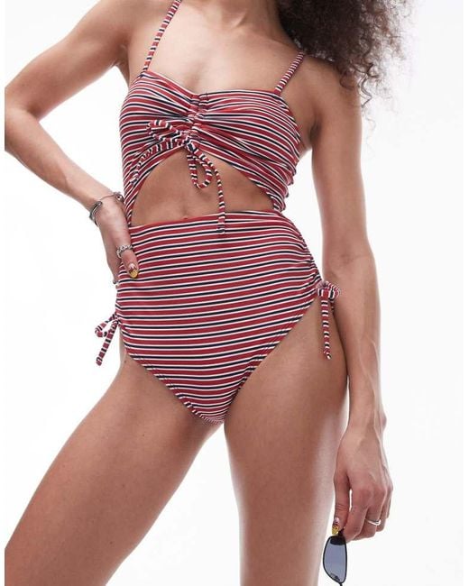 TOPSHOP Purple Cut Out Swimsuit