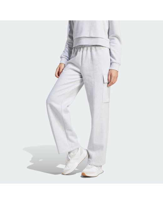 Adidas Gray Essentials Linear Fleece Cargo Pants
