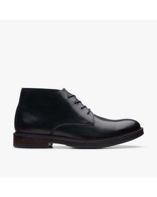 Clarks Black Paulson Mid Leather Boots for men