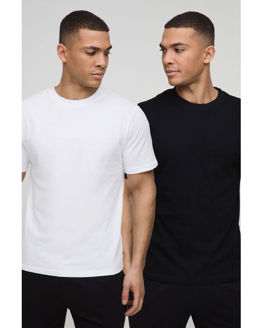 BoohooMAN Black Regular Fit 2 Pack Basic Crew Neck T-shirts for men