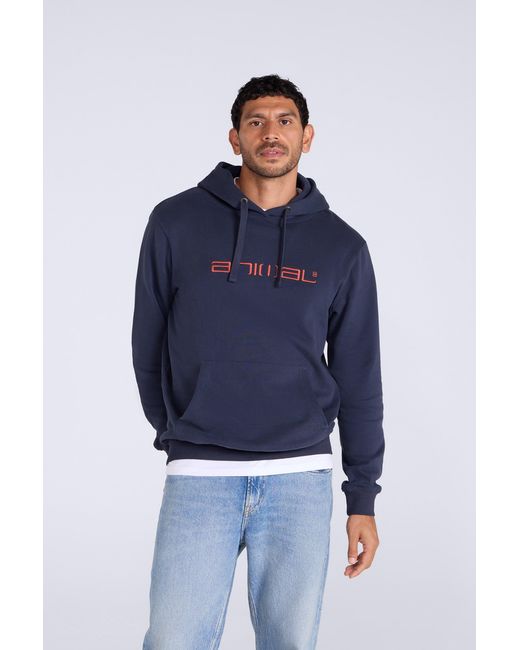 Mountain Warehouse Blue Driver' Logo Hoodie With Pocket Cotton Warm Everyday Casual Pullover for men