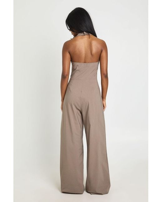 Boohoo Multicolor Sweetheart Halterneck Wide Leg Jumpsuit