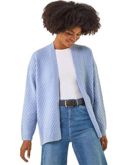 Roman Blue Waffle Knit Cardigan